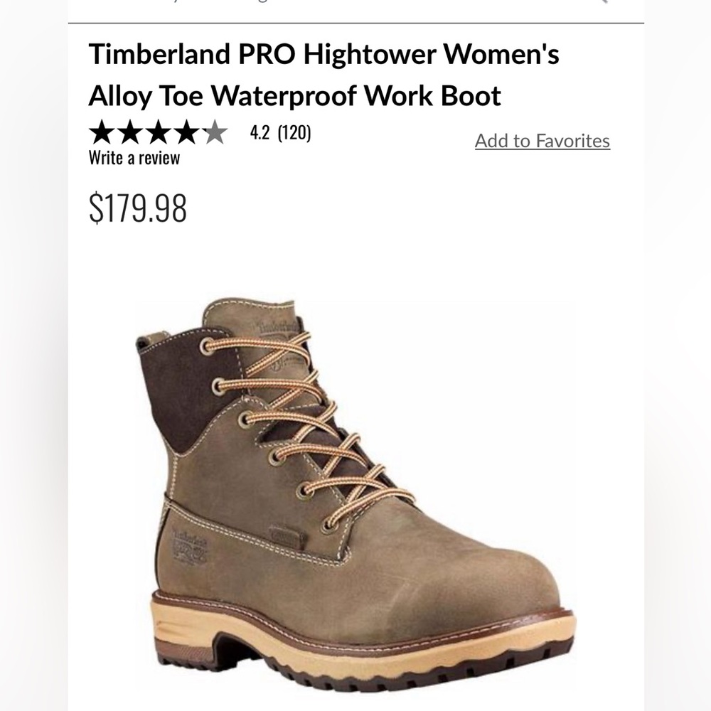 Women’s Timberland Pro Alloy Toe Work Boots Size 7 1/2